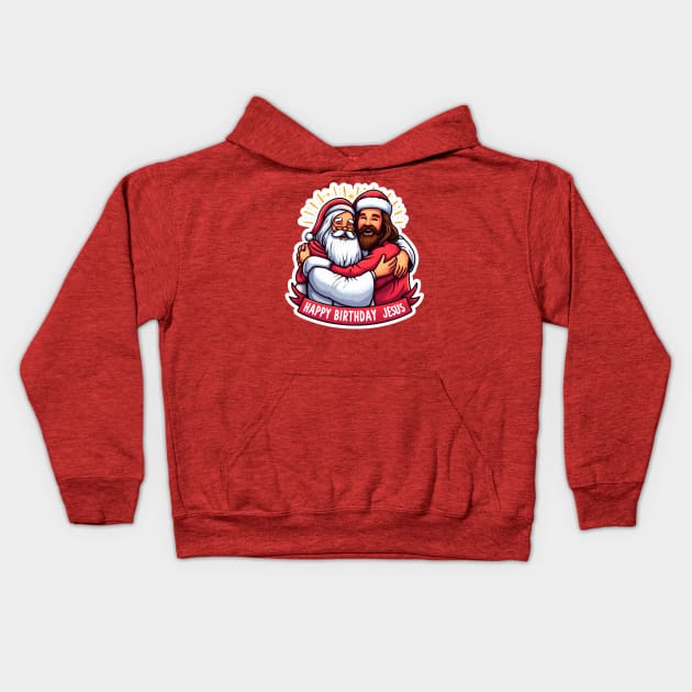 Happy Birthday Jesus Kids Hoodie by Plushism